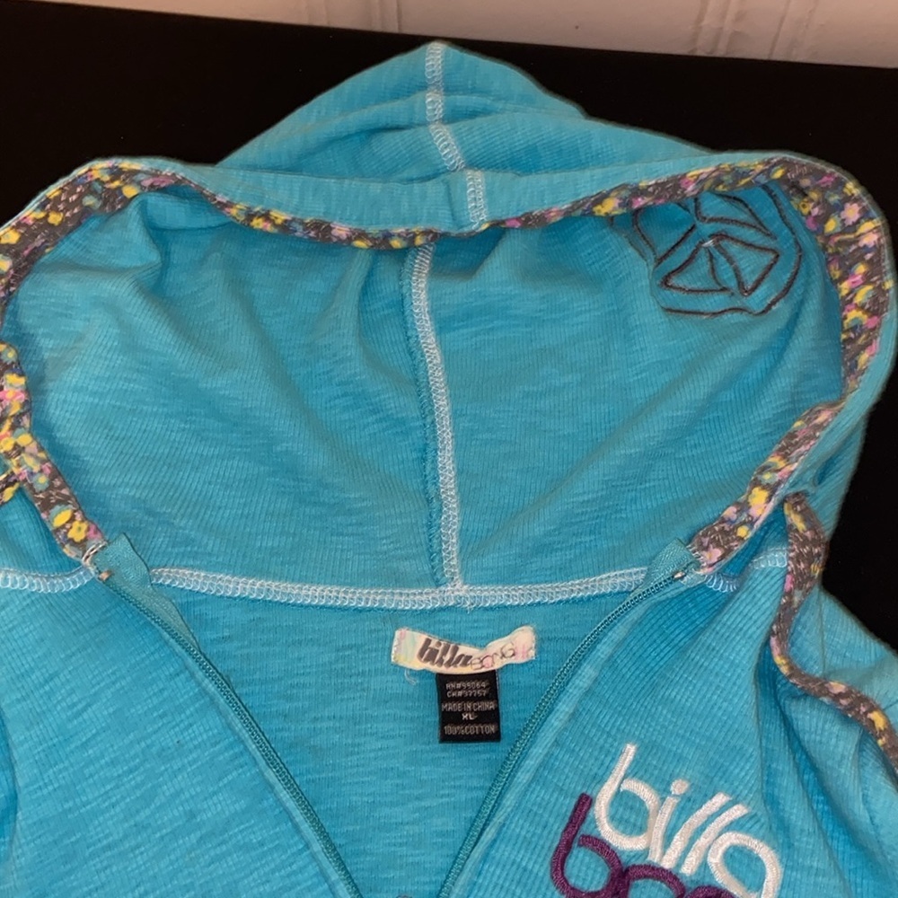BILLABONG Girls Zip Up Sweatshirt/Hoodie Teal Size XL - Picture 7 of 9